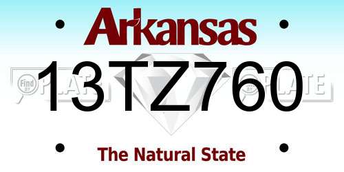 13TZ760 Arkansas License Plate