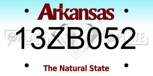 13ZB052 Arkansas License Plate