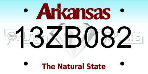 13ZB082 Arkansas License Plate