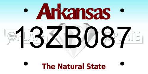 13ZB087 Arkansas License Plate