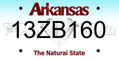 13ZB160 Arkansas License Plate