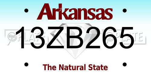 13ZB265 Arkansas License Plate