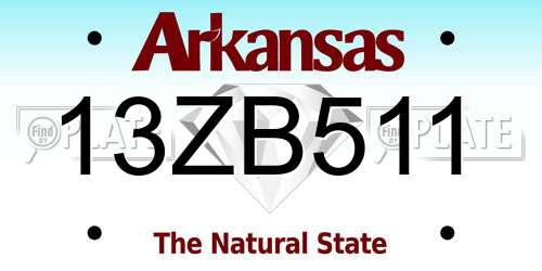 13ZB511 Arkansas License Plate