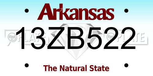 13ZB522 Arkansas License Plate