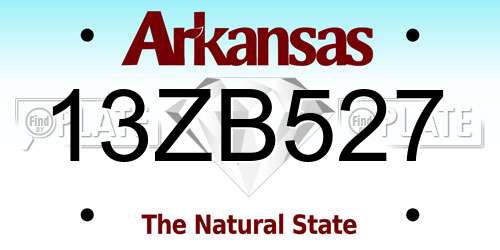 13ZB527 Arkansas License Plate