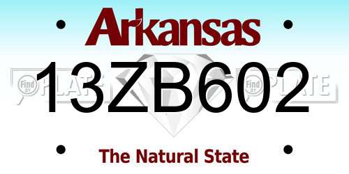 13ZB602 Arkansas License Plate