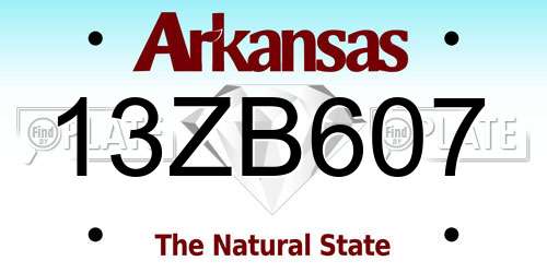 13ZB607 Arkansas License Plate