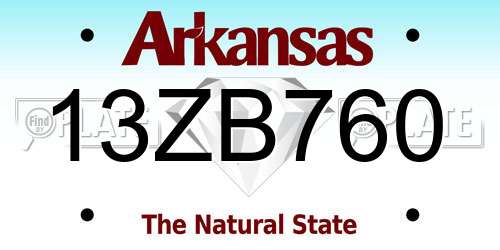 13ZB760 Arkansas License Plate