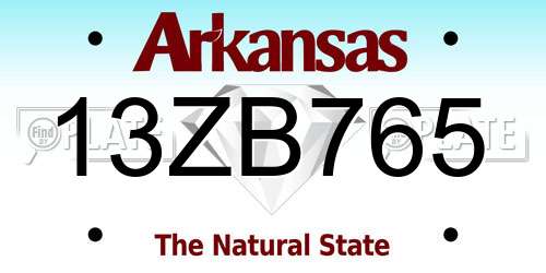 13ZB765 Arkansas License Plate