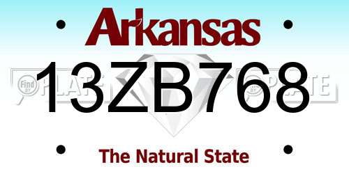 13ZB768 Arkansas License Plate