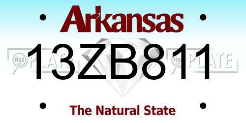 13ZB811 Arkansas License Plate