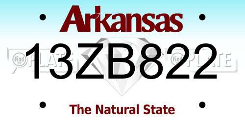 13ZB822 Arkansas License Plate