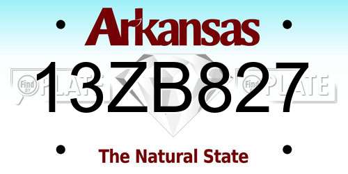 13ZB827 Arkansas License Plate