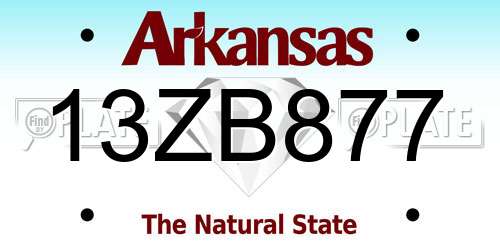 13ZB877 Arkansas License Plate