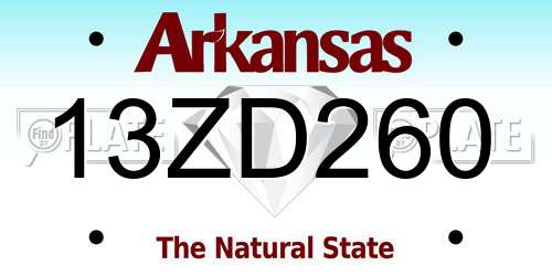 13ZD260 Arkansas License Plate