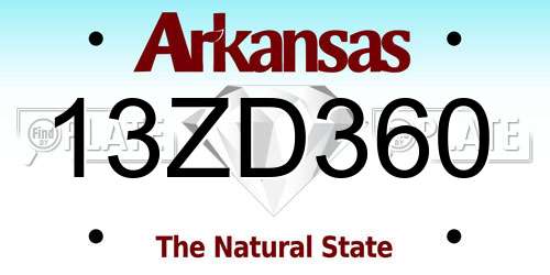 13ZD360 Arkansas License Plate