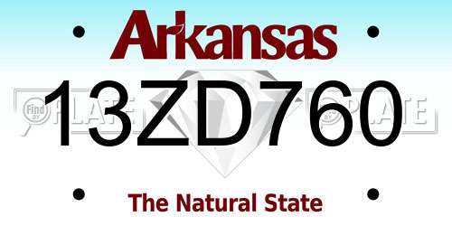 13ZD760 Arkansas License Plate