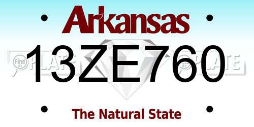 13ZE760 Arkansas License Plate