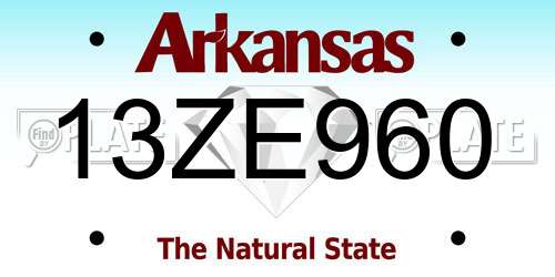 13ZE960 Arkansas License Plate