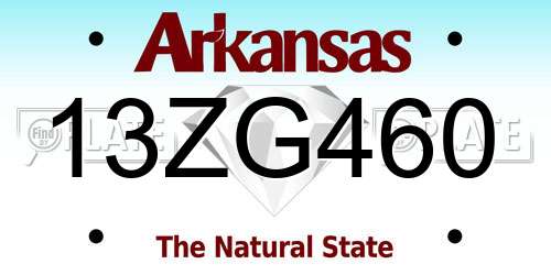 13ZG460 Arkansas License Plate