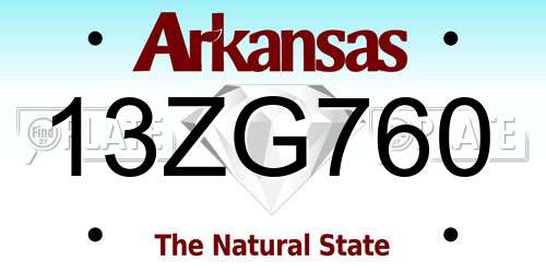 13ZG760 Arkansas License Plate