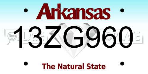 13ZG960 Arkansas License Plate