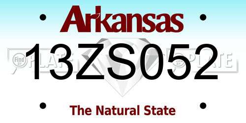 13ZS052 Arkansas License Plate