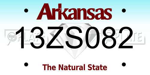 13ZS082 Arkansas License Plate