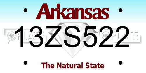 13ZS522 Arkansas License Plate