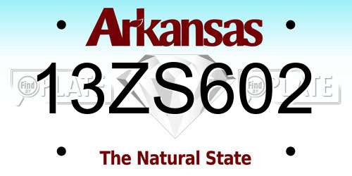 13ZS602 Arkansas License Plate