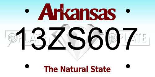 13ZS607 Arkansas License Plate