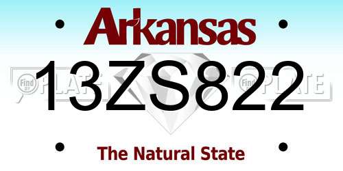 13ZS822 Arkansas License Plate