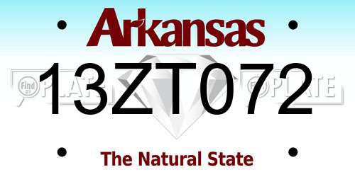 13ZT072 Arkansas License Plate