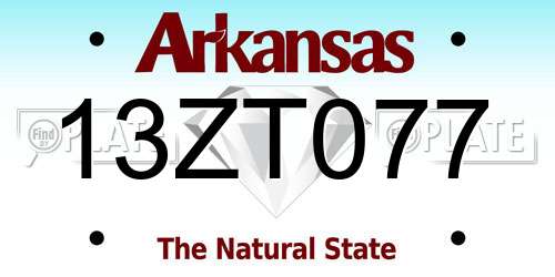 13ZT077 Arkansas License Plate