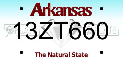 13ZT660 Arkansas License Plate