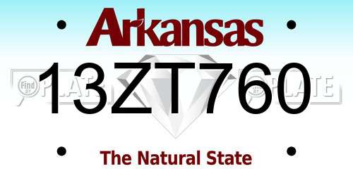 13ZT760 Arkansas License Plate