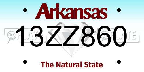 13ZZ860 Arkansas License Plate