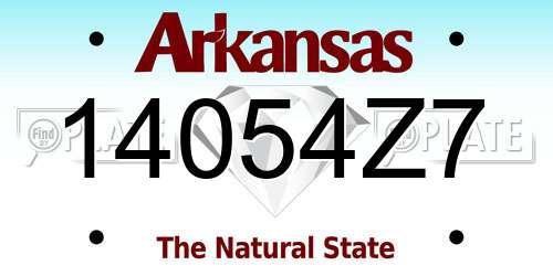 14054Z7 Arkansas License Plate