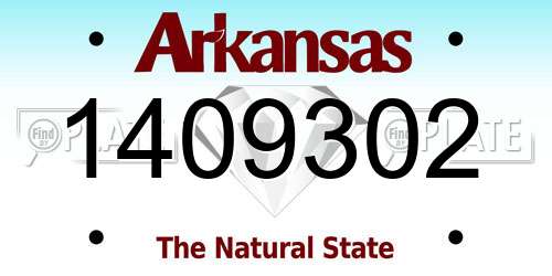 1409302 Arkansas License Plate
