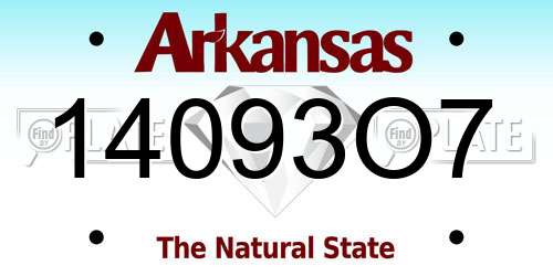 14093O7 Arkansas License Plate