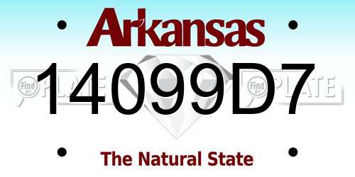 14099D7 Arkansas License Plate