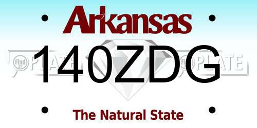 140ZDG Arkansas License Plate