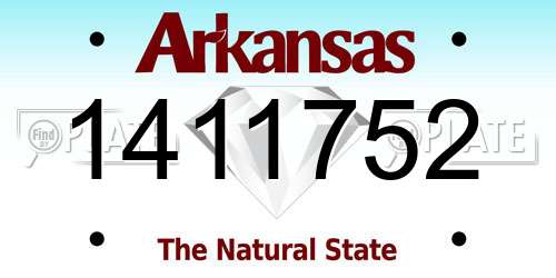 1411752 Arkansas License Plate