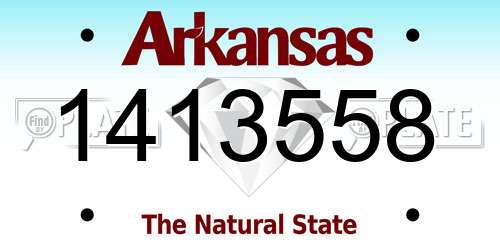1413558 Arkansas License Plate
