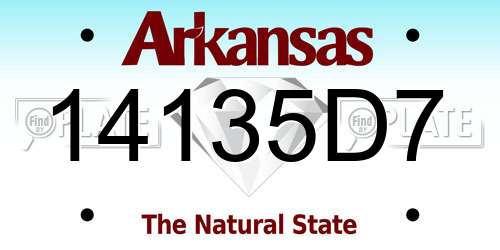 14135D7 Arkansas License Plate