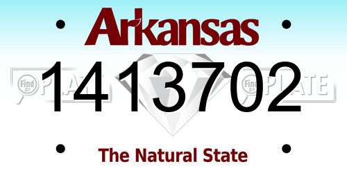 1413702 Arkansas License Plate