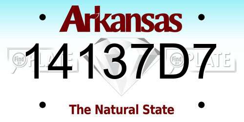 14137D7 Arkansas License Plate
