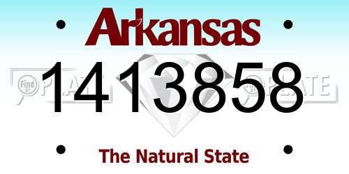 1413858 Arkansas License Plate