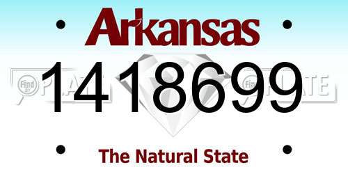 1418699 Arkansas License Plate
