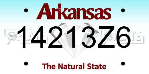 14213Z6 Arkansas License Plate